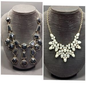 Vintage Midweight Costume Jewelry Necklaces Black & White x 2 Like New